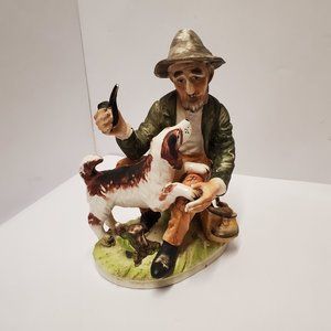 Vintage Norleans Ceramic Man with Dog figurine